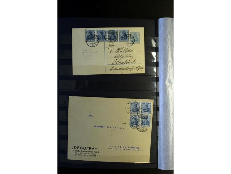 1920/1922, umfangreiche Spezial-Sammlung der Germania-Ausgabe (Mi.-Nr. 140-157 + 197-198) inkl. der Aufdruckausgaben von Saar
