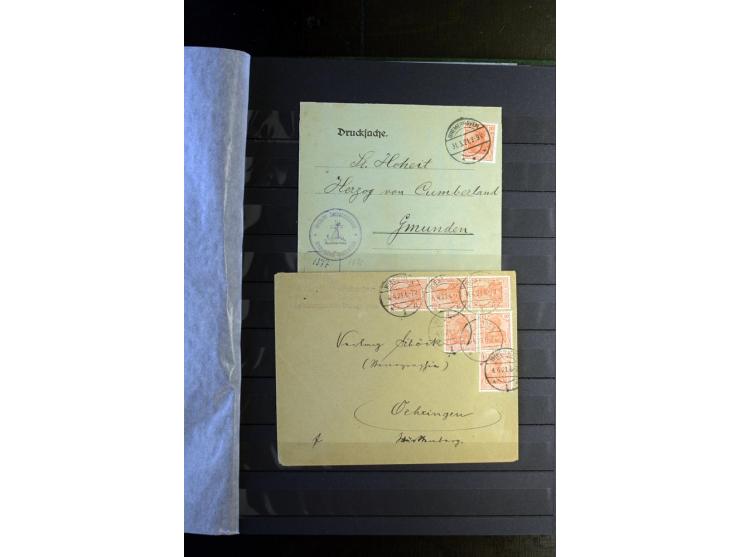 1920/1922, umfangreiche Spezial-Sammlung der Germania-Ausgabe (Mi.-Nr. 140-157 + 197-198) inkl. der Aufdruckausgaben von Saar