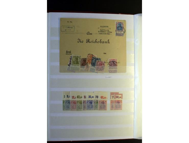 1920/1922, umfangreiche Spezial-Sammlung der Germania-Ausgabe (Mi.-Nr. 140-157 + 197-198) inkl. der Aufdruckausgaben von Saar