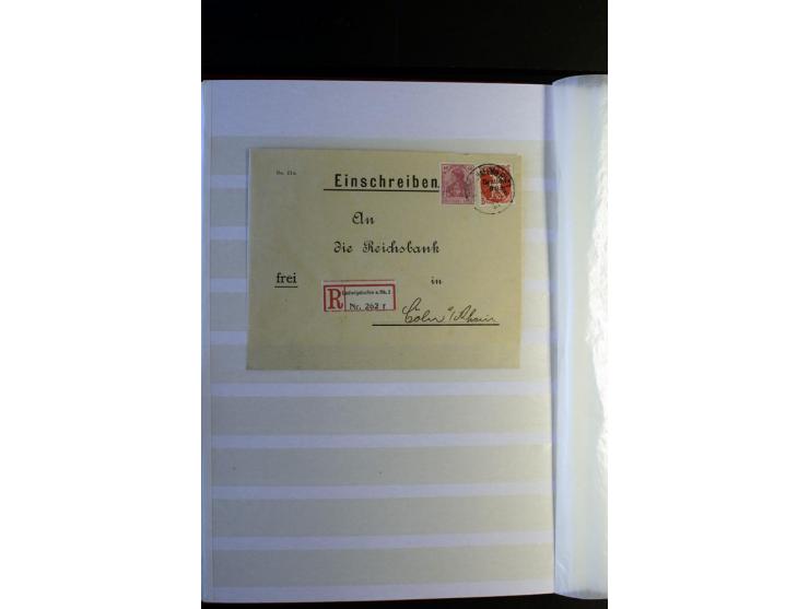 1920/1922, umfangreiche Spezial-Sammlung der Germania-Ausgabe (Mi.-Nr. 140-157 + 197-198) inkl. der Aufdruckausgaben von Saar