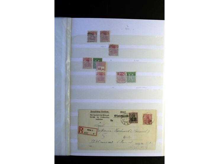 1920/1922, umfangreiche Spezial-Sammlung der Germania-Ausgabe (Mi.-Nr. 140-157 + 197-198) inkl. der Aufdruckausgaben von Saar