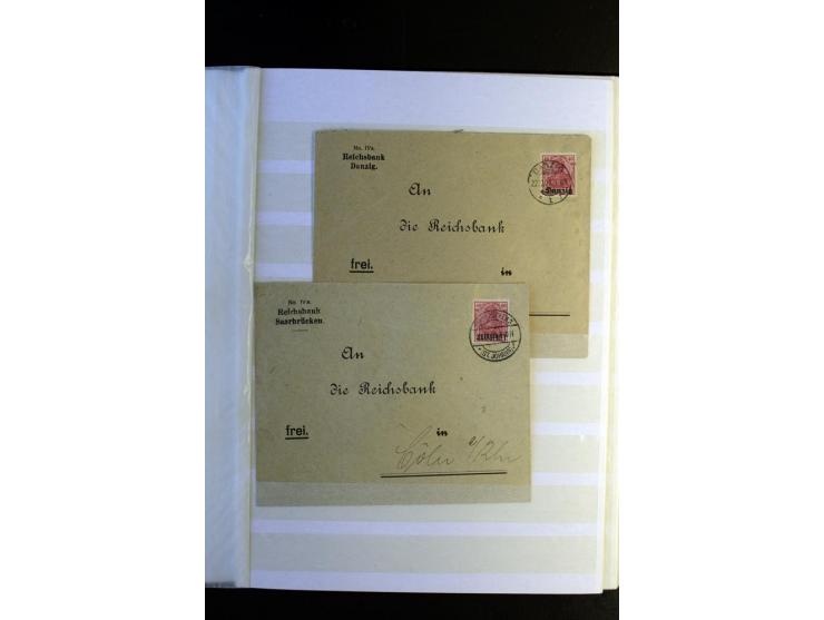 1920/1922, umfangreiche Spezial-Sammlung der Germania-Ausgabe (Mi.-Nr. 140-157 + 197-198) inkl. der Aufdruckausgaben von Saar