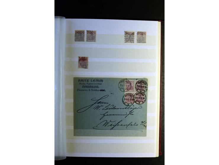 1920/1922, umfangreiche Spezial-Sammlung der Germania-Ausgabe (Mi.-Nr. 140-157 + 197-198) inkl. der Aufdruckausgaben von Saar