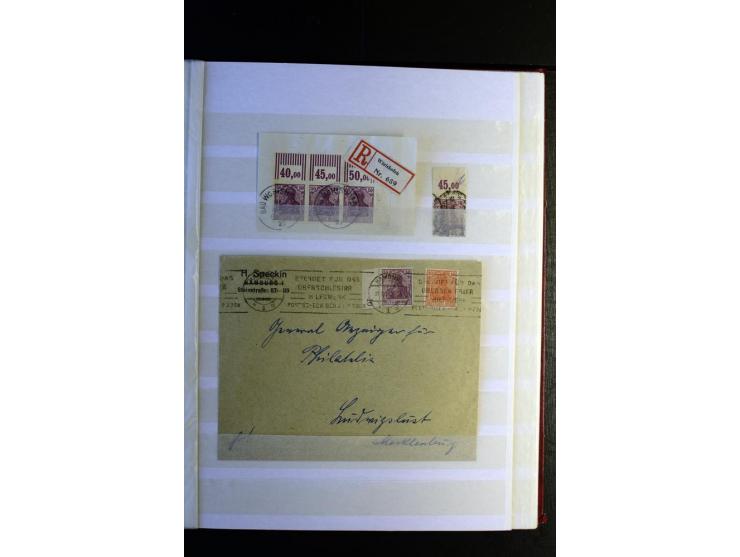 1920/1922, umfangreiche Spezial-Sammlung der Germania-Ausgabe (Mi.-Nr. 140-157 + 197-198) inkl. der Aufdruckausgaben von Saar