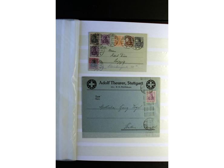 1920/1922, umfangreiche Spezial-Sammlung der Germania-Ausgabe (Mi.-Nr. 140-157 + 197-198) inkl. der Aufdruckausgaben von Saar