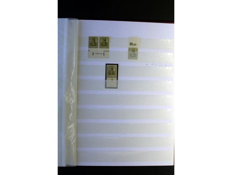 1920/1922, umfangreiche Spezial-Sammlung der Germania-Ausgabe (Mi.-Nr. 140-157 + 197-198) inkl. der Aufdruckausgaben von Saar