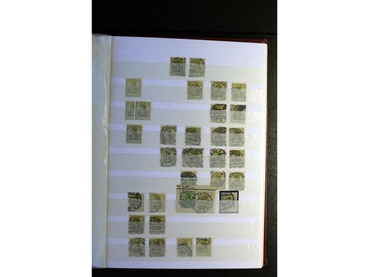 1920/1922, umfangreiche Spezial-Sammlung der Germania-Ausgabe (Mi.-Nr. 140-157 + 197-198) inkl. der Aufdruckausgaben von Saar