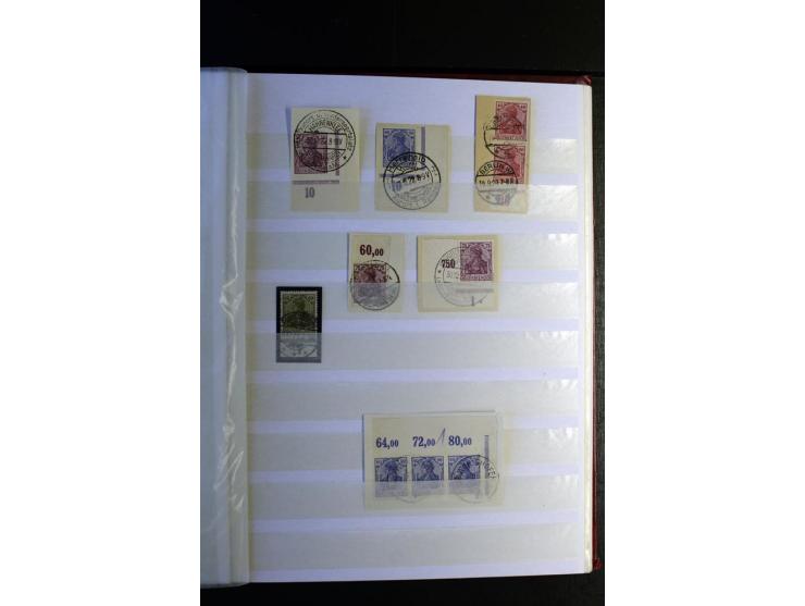 1920/1922, umfangreiche Spezial-Sammlung der Germania-Ausgabe (Mi.-Nr. 140-157 + 197-198) inkl. der Aufdruckausgaben von Saar