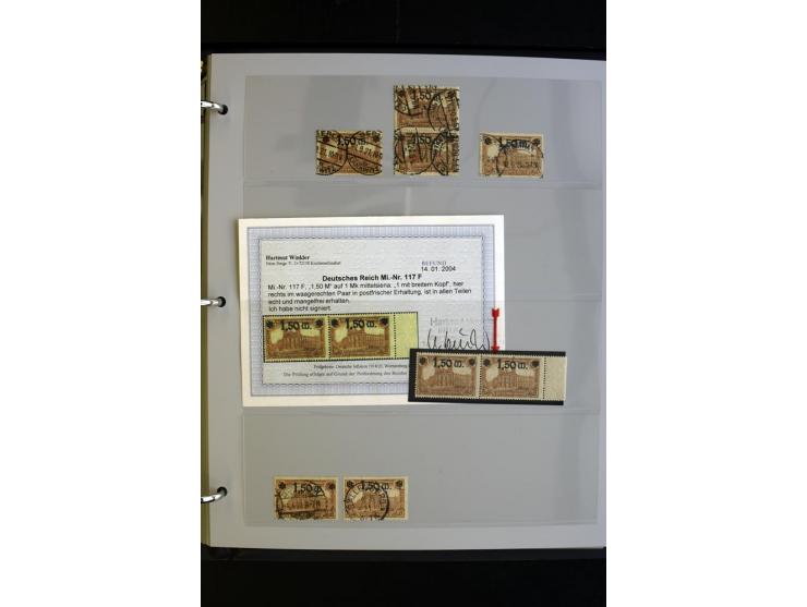 1920, Spezial-Sammlung der Aufdruckausgabe (Mi.-Nr. 116-118) mit Farben, Marken mit Rändern und HAN (auch gestempelt und auf 