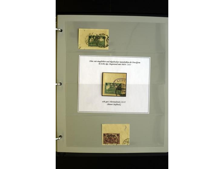 1920, Spezial-Sammlung der Aufdruckausgabe (Mi.-Nr. 116-118) mit Farben, Marken mit Rändern und HAN (auch gestempelt und auf 