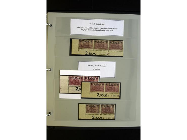 1920, Spezial-Sammlung der Aufdruckausgabe (Mi.-Nr. 116-118) mit Farben, Marken mit Rändern und HAN (auch gestempelt und auf 