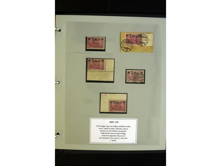 1920, Spezial-Sammlung der Aufdruckausgabe (Mi.-Nr. 116-118) mit Farben, Marken mit Rändern und HAN (auch gestempelt und auf 