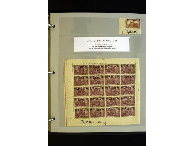 1920, Spezial-Sammlung der Aufdruckausgabe (Mi.-Nr. 116-118) mit Farben, Marken mit Rändern und HAN (auch gestempelt und auf 