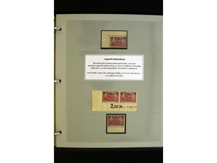 1920, Spezial-Sammlung der Aufdruckausgabe (Mi.-Nr. 116-118) mit Farben, Marken mit Rändern und HAN (auch gestempelt und auf 