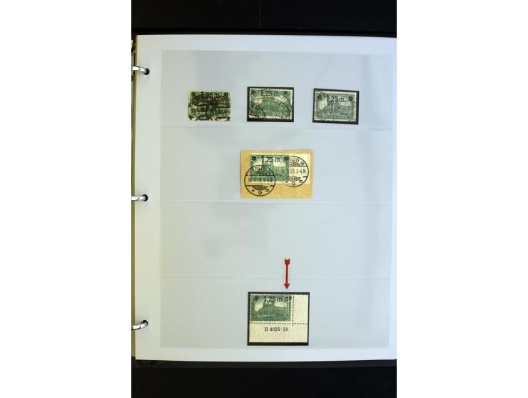 1920, Spezial-Sammlung der Aufdruckausgabe (Mi.-Nr. 116-118) mit Farben, Marken mit Rändern und HAN (auch gestempelt und auf 