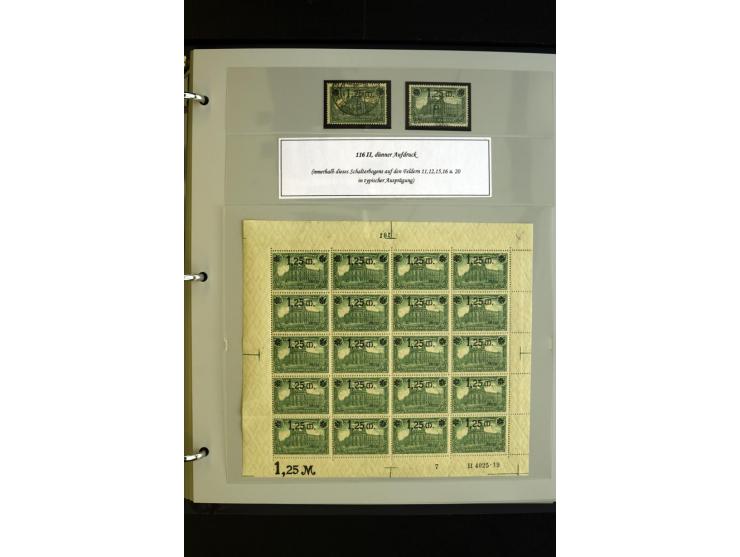 1920, Spezial-Sammlung der Aufdruckausgabe (Mi.-Nr. 116-118) mit Farben, Marken mit Rändern und HAN (auch gestempelt und auf 