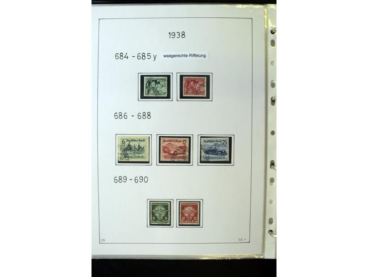 1923/45, gestempelte kpl. Sammlung mit u.a. Mi.-Nr. 346y, 356Xx, 357Xx, 393Y, 398X, 399X (Firmenlochung), 452b, Bl.2 (fleckig