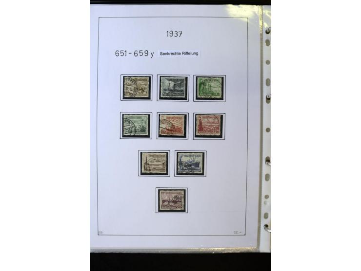 1923/45, gestempelte kpl. Sammlung mit u.a. Mi.-Nr. 346y, 356Xx, 357Xx, 393Y, 398X, 399X (Firmenlochung), 452b, Bl.2 (fleckig