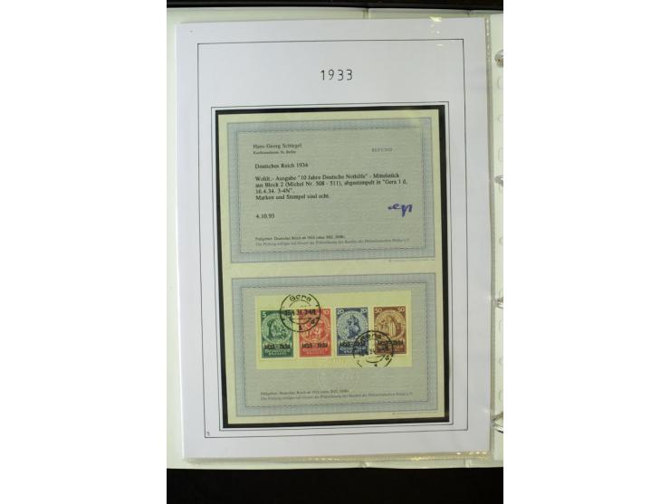 1923/45, gestempelte kpl. Sammlung mit u.a. Mi.-Nr. 346y, 356Xx, 357Xx, 393Y, 398X, 399X (Firmenlochung), 452b, Bl.2 (fleckig