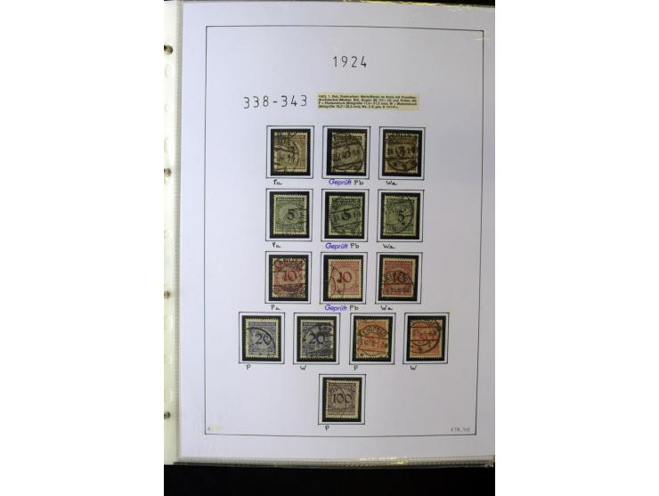 1923/45, gestempelte kpl. Sammlung mit u.a. Mi.-Nr. 346y, 356Xx, 357Xx, 393Y, 398X, 399X (Firmenlochung), 452b, Bl.2 (fleckig