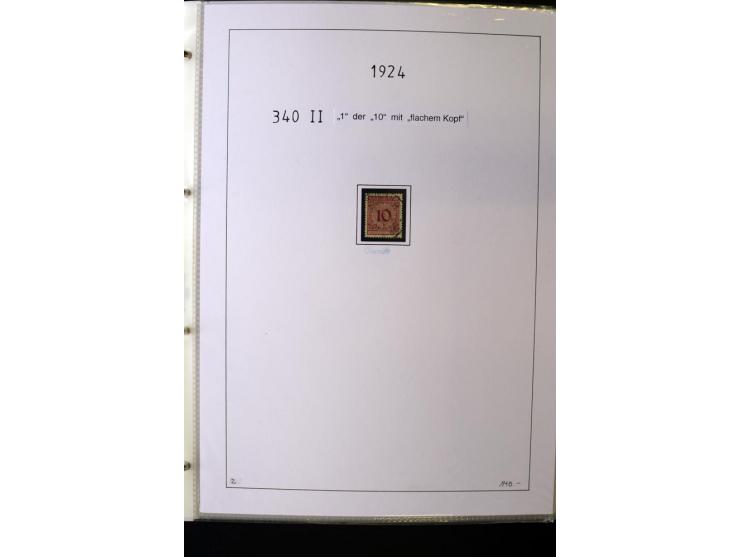 1923/45, gestempelte kpl. Sammlung mit u.a. Mi.-Nr. 346y, 356Xx, 357Xx, 393Y, 398X, 399X (Firmenlochung), 452b, Bl.2 (fleckig