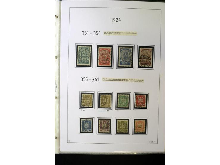 1923/45, gestempelte kpl. Sammlung mit u.a. Mi.-Nr. 346y, 356Xx, 357Xx, 393Y, 398X, 399X (Firmenlochung), 452b, Bl.2 (fleckig