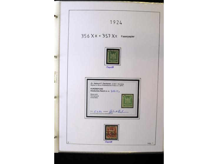 1923/45, gestempelte kpl. Sammlung mit u.a. Mi.-Nr. 346y, 356Xx, 357Xx, 393Y, 398X, 399X (Firmenlochung), 452b, Bl.2 (fleckig