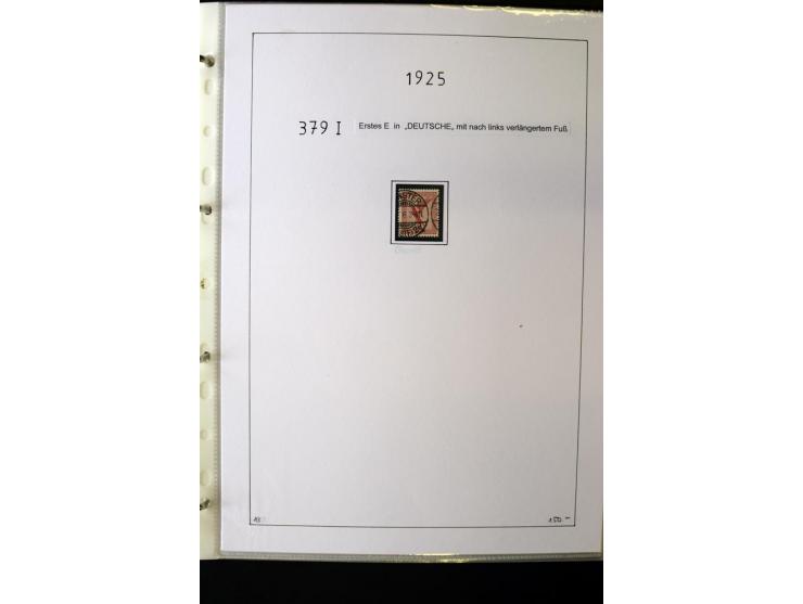 1923/45, gestempelte kpl. Sammlung mit u.a. Mi.-Nr. 346y, 356Xx, 357Xx, 393Y, 398X, 399X (Firmenlochung), 452b, Bl.2 (fleckig