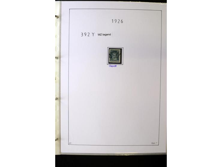1923/45, gestempelte kpl. Sammlung mit u.a. Mi.-Nr. 346y, 356Xx, 357Xx, 393Y, 398X, 399X (Firmenlochung), 452b, Bl.2 (fleckig