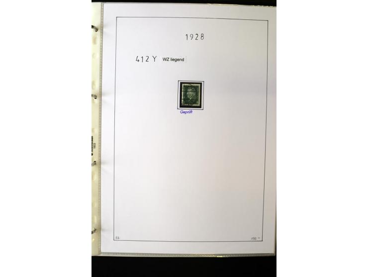1923/45, gestempelte kpl. Sammlung mit u.a. Mi.-Nr. 346y, 356Xx, 357Xx, 393Y, 398X, 399X (Firmenlochung), 452b, Bl.2 (fleckig