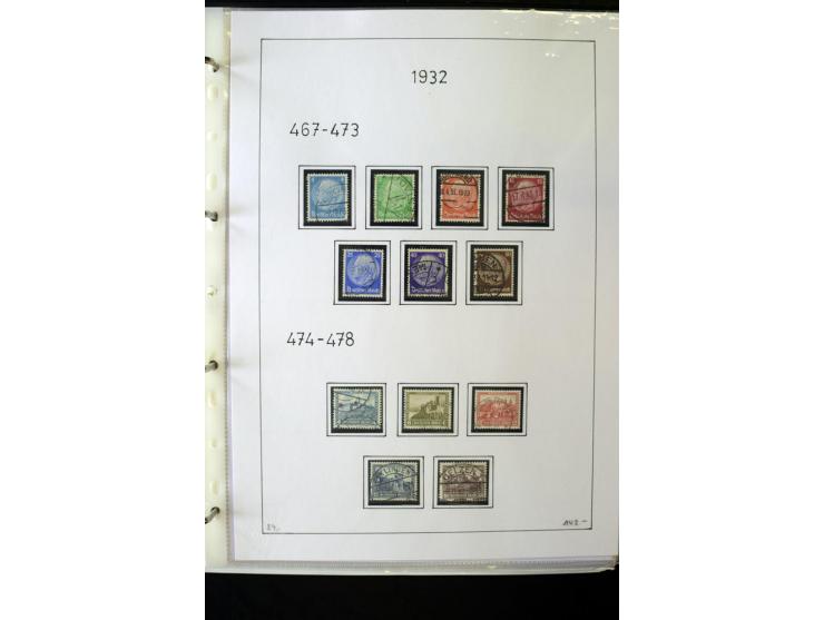 1923/45, gestempelte kpl. Sammlung mit u.a. Mi.-Nr. 346y, 356Xx, 357Xx, 393Y, 398X, 399X (Firmenlochung), 452b, Bl.2 (fleckig