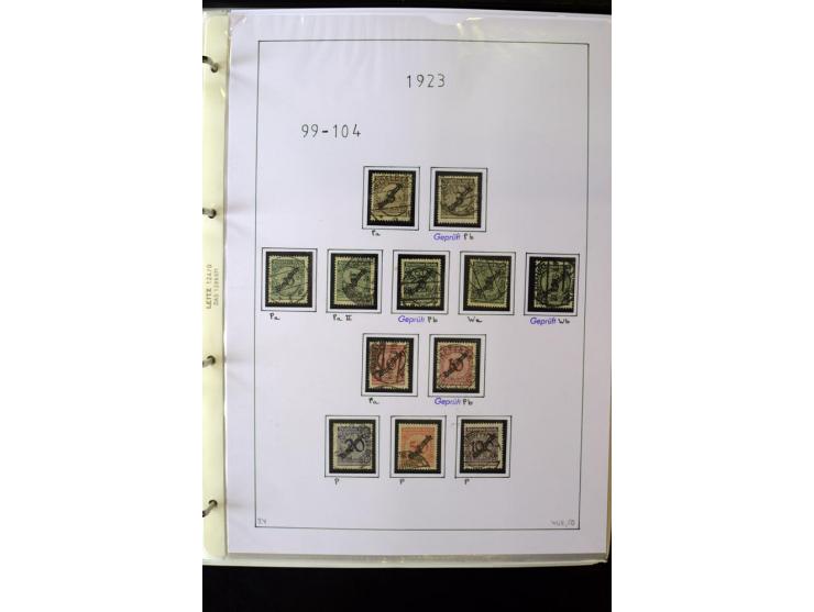 1923/45, gestempelte kpl. Sammlung mit u.a. Mi.-Nr. 346y, 356Xx, 357Xx, 393Y, 398X, 399X (Firmenlochung), 452b, Bl.2 (fleckig