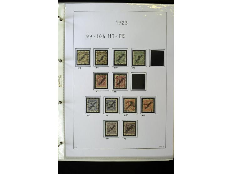 1923/45, gestempelte kpl. Sammlung mit u.a. Mi.-Nr. 346y, 356Xx, 357Xx, 393Y, 398X, 399X (Firmenlochung), 452b, Bl.2 (fleckig