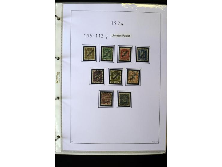 1923/45, gestempelte kpl. Sammlung mit u.a. Mi.-Nr. 346y, 356Xx, 357Xx, 393Y, 398X, 399X (Firmenlochung), 452b, Bl.2 (fleckig