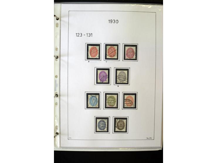 1923/45, gestempelte kpl. Sammlung mit u.a. Mi.-Nr. 346y, 356Xx, 357Xx, 393Y, 398X, 399X (Firmenlochung), 452b, Bl.2 (fleckig