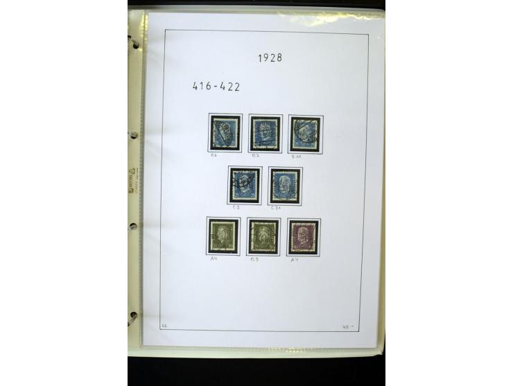 1923/45, gestempelte kpl. Sammlung mit u.a. Mi.-Nr. 346y, 356Xx, 357Xx, 393Y, 398X, 399X (Firmenlochung), 452b, Bl.2 (fleckig