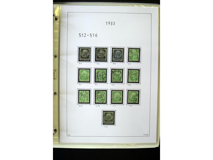 1923/45, gestempelte kpl. Sammlung mit u.a. Mi.-Nr. 346y, 356Xx, 357Xx, 393Y, 398X, 399X (Firmenlochung), 452b, Bl.2 (fleckig