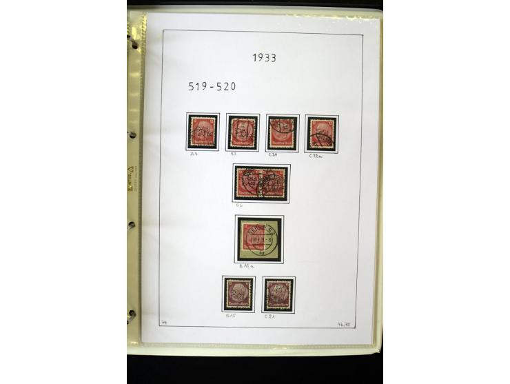 1923/45, gestempelte kpl. Sammlung mit u.a. Mi.-Nr. 346y, 356Xx, 357Xx, 393Y, 398X, 399X (Firmenlochung), 452b, Bl.2 (fleckig