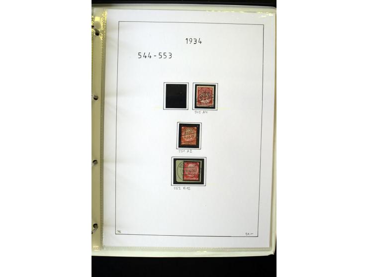 1923/45, gestempelte kpl. Sammlung mit u.a. Mi.-Nr. 346y, 356Xx, 357Xx, 393Y, 398X, 399X (Firmenlochung), 452b, Bl.2 (fleckig