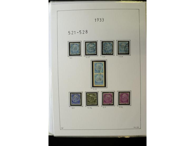 1923/45, gestempelte kpl. Sammlung mit u.a. Mi.-Nr. 346y, 356Xx, 357Xx, 393Y, 398X, 399X (Firmenlochung), 452b, Bl.2 (fleckig