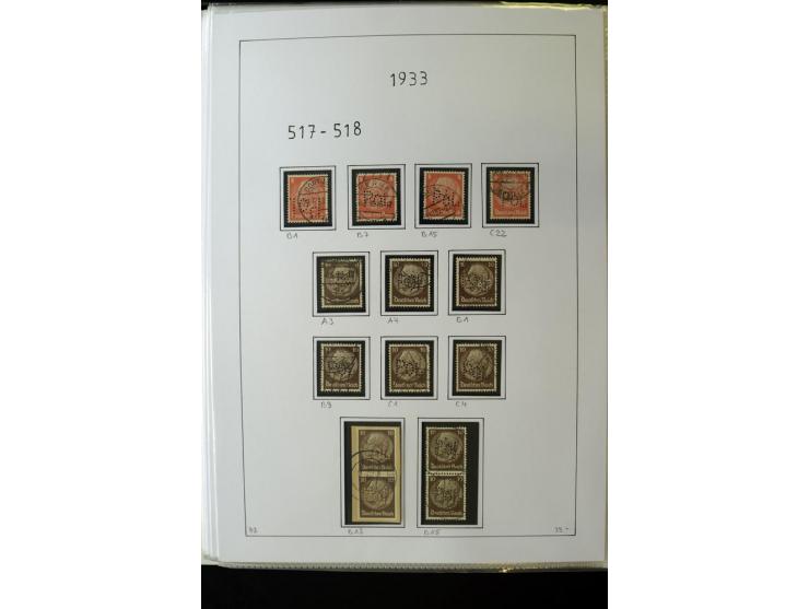 1923/45, gestempelte kpl. Sammlung mit u.a. Mi.-Nr. 346y, 356Xx, 357Xx, 393Y, 398X, 399X (Firmenlochung), 452b, Bl.2 (fleckig
