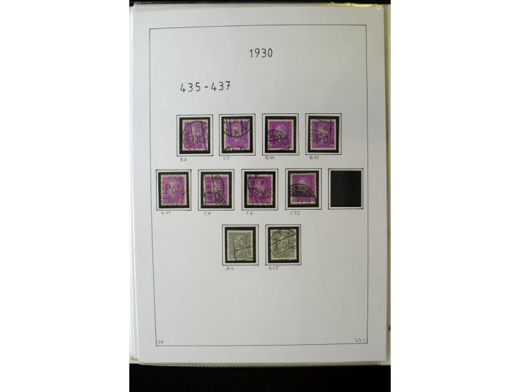 1923/45, gestempelte kpl. Sammlung mit u.a. Mi.-Nr. 346y, 356Xx, 357Xx, 393Y, 398X, 399X (Firmenlochung), 452b, Bl.2 (fleckig