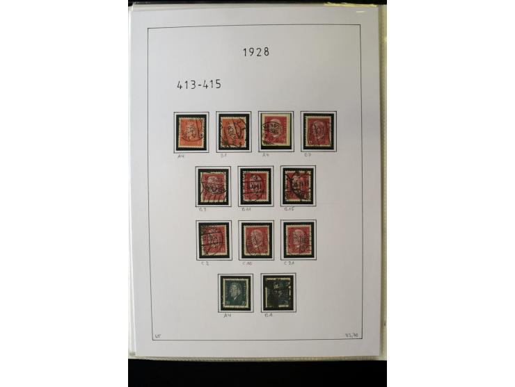 1923/45, gestempelte kpl. Sammlung mit u.a. Mi.-Nr. 346y, 356Xx, 357Xx, 393Y, 398X, 399X (Firmenlochung), 452b, Bl.2 (fleckig