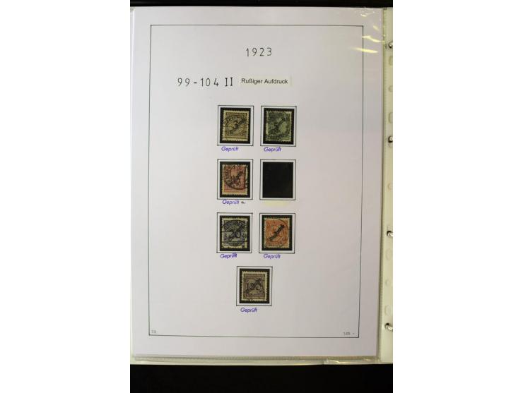 1923/45, gestempelte kpl. Sammlung mit u.a. Mi.-Nr. 346y, 356Xx, 357Xx, 393Y, 398X, 399X (Firmenlochung), 452b, Bl.2 (fleckig