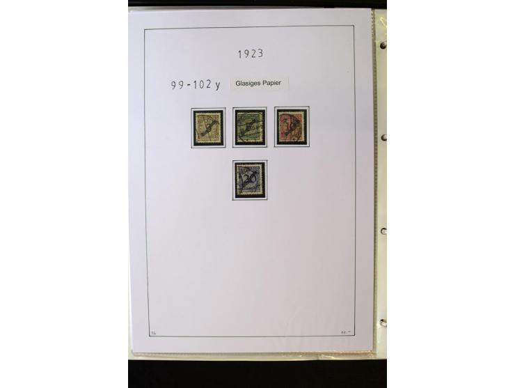 1923/45, gestempelte kpl. Sammlung mit u.a. Mi.-Nr. 346y, 356Xx, 357Xx, 393Y, 398X, 399X (Firmenlochung), 452b, Bl.2 (fleckig