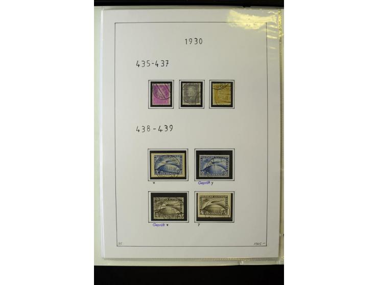 1923/45, gestempelte kpl. Sammlung mit u.a. Mi.-Nr. 346y, 356Xx, 357Xx, 393Y, 398X, 399X (Firmenlochung), 452b, Bl.2 (fleckig