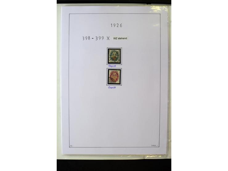 1923/45, gestempelte kpl. Sammlung mit u.a. Mi.-Nr. 346y, 356Xx, 357Xx, 393Y, 398X, 399X (Firmenlochung), 452b, Bl.2 (fleckig