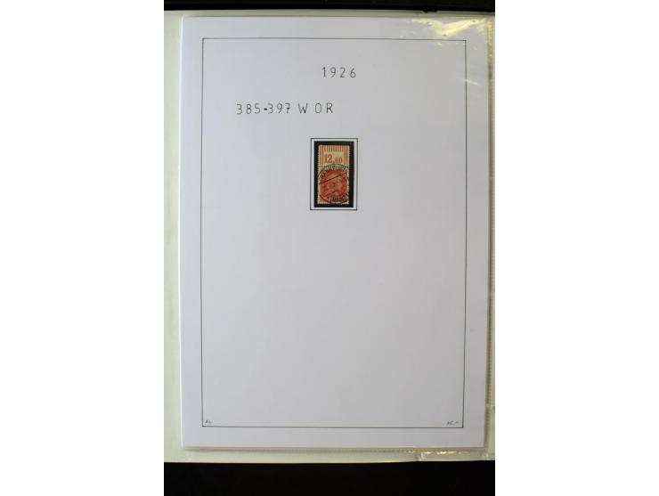 1923/45, gestempelte kpl. Sammlung mit u.a. Mi.-Nr. 346y, 356Xx, 357Xx, 393Y, 398X, 399X (Firmenlochung), 452b, Bl.2 (fleckig