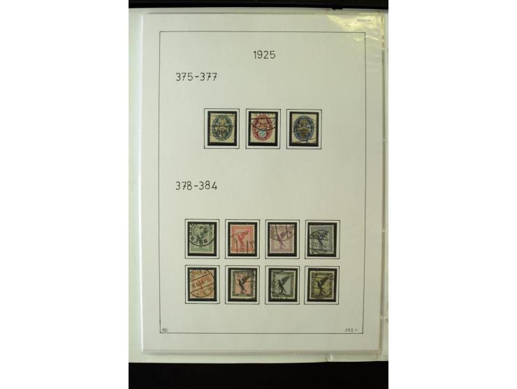 1923/45, gestempelte kpl. Sammlung mit u.a. Mi.-Nr. 346y, 356Xx, 357Xx, 393Y, 398X, 399X (Firmenlochung), 452b, Bl.2 (fleckig