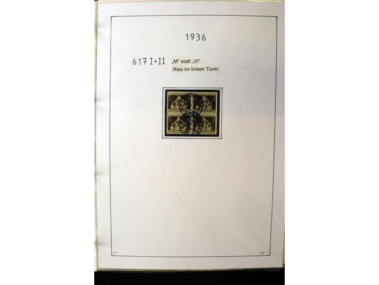 1923/45, gestempelte kpl. Sammlung mit u.a. Mi.-Nr. 346y, 356Xx, 357Xx, 393Y, 398X, 399X (Firmenlochung), 452b, Bl.2 (fleckig